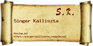 Singer Kalliszta névjegykártya